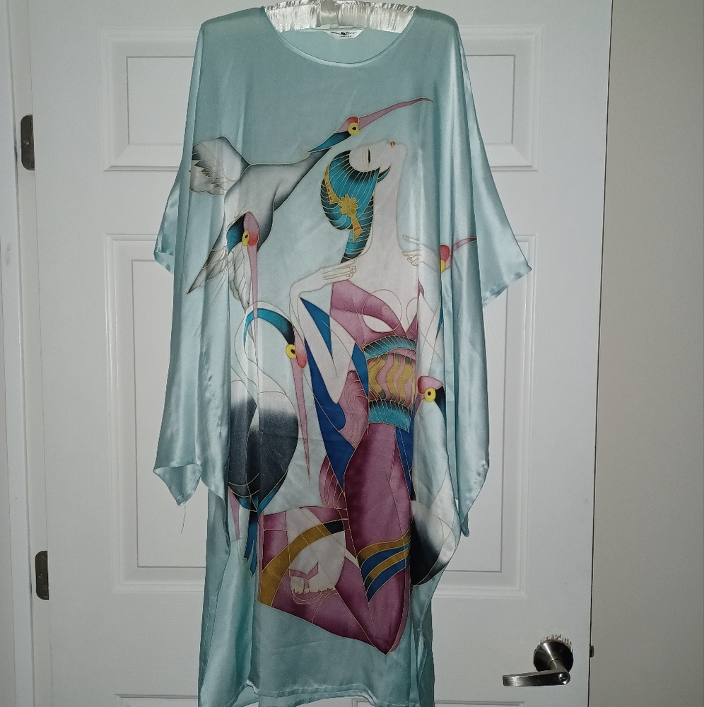 Tan 100% Silk Kaftan